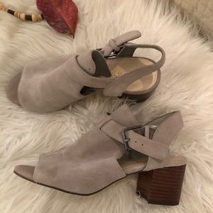 Suede chunky heel sandal